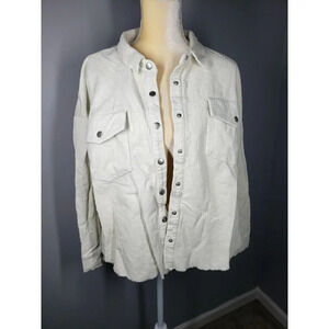 Cream Corduroy Frayed Shacket Magnolia Boutique Women's Size L.